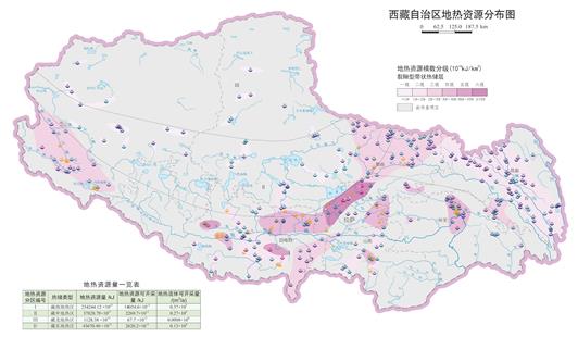 西藏自治区地热资源分布图