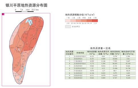 银川平原地热资源分布图